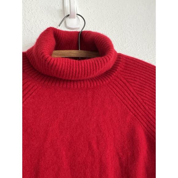 Liny Xin Pure Superfine Merino Wool Turtleneck Ribbed Sweater Red Size M - Picture 3 of 8